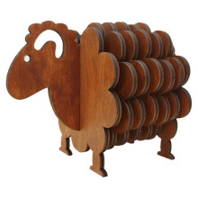 Posavasos de Madera con Forma de Oveja en 3D, Juego de Posavasos Divertidos con Forma de Oveja, Posavasos con Forma de Animal Lindo, Color Marrón