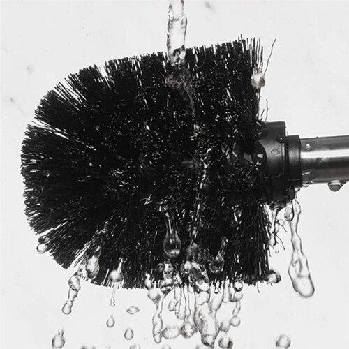 Ensemble de 4 Brosses WC, Manche en Acier Inoxydable avec TêTe Interchangeable, Noir 1