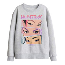 (9-11 Years, Athletic Heather) K-Pop Demon Hunters Childrens/Kids Huntrix Eyes Comic Strip Sweatshirt