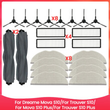 For Mova S10/Trouver S10/Mova S10 /Trouver S10 Replacement Part Main Side Brush Hepa Filter Mop Cloth