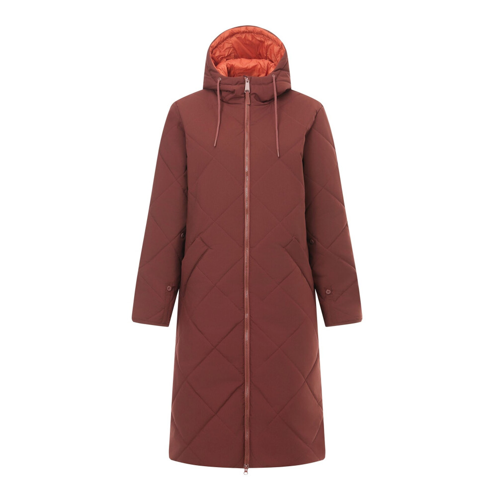 Regatta Womens Elryse Long Quilted Jacket in Red, Size 8 UK, Hooded Water-Repellent Outerwear with Adjustable Waist and Fleece Lining - Image 3