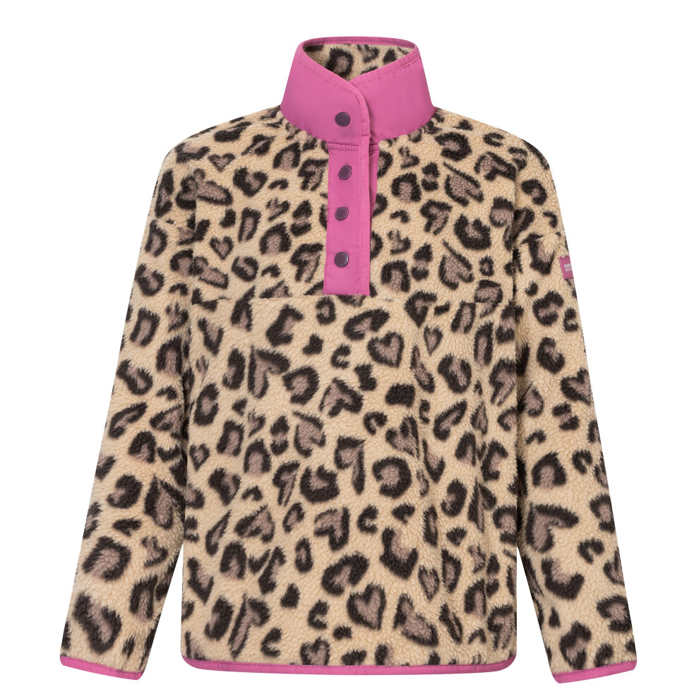 Regatta (3-4 Years, Mocha/Violet) Childrens/Kids Eva Leopard Print Buttoned Fleece Top