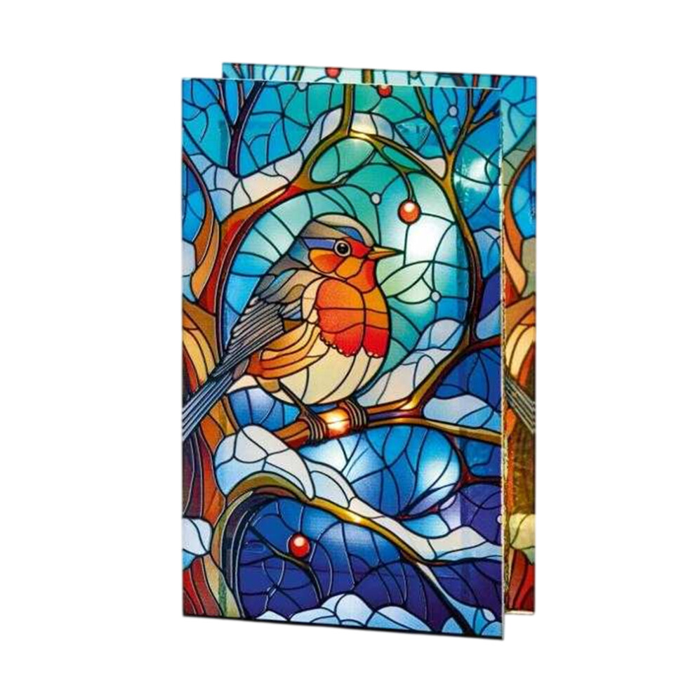 Premier Robin Stained Glass Led Christmas Decoration