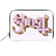 Ghost Logo Faux Leather Zip Top Purse