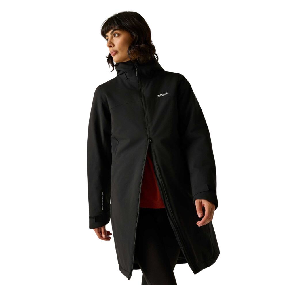 Regatta Taline Women's Waterproof Insulated Jacket, Black Size 12, Breathable Long-Length Coat with Hood and Thermo-Guard Fill - Image 2