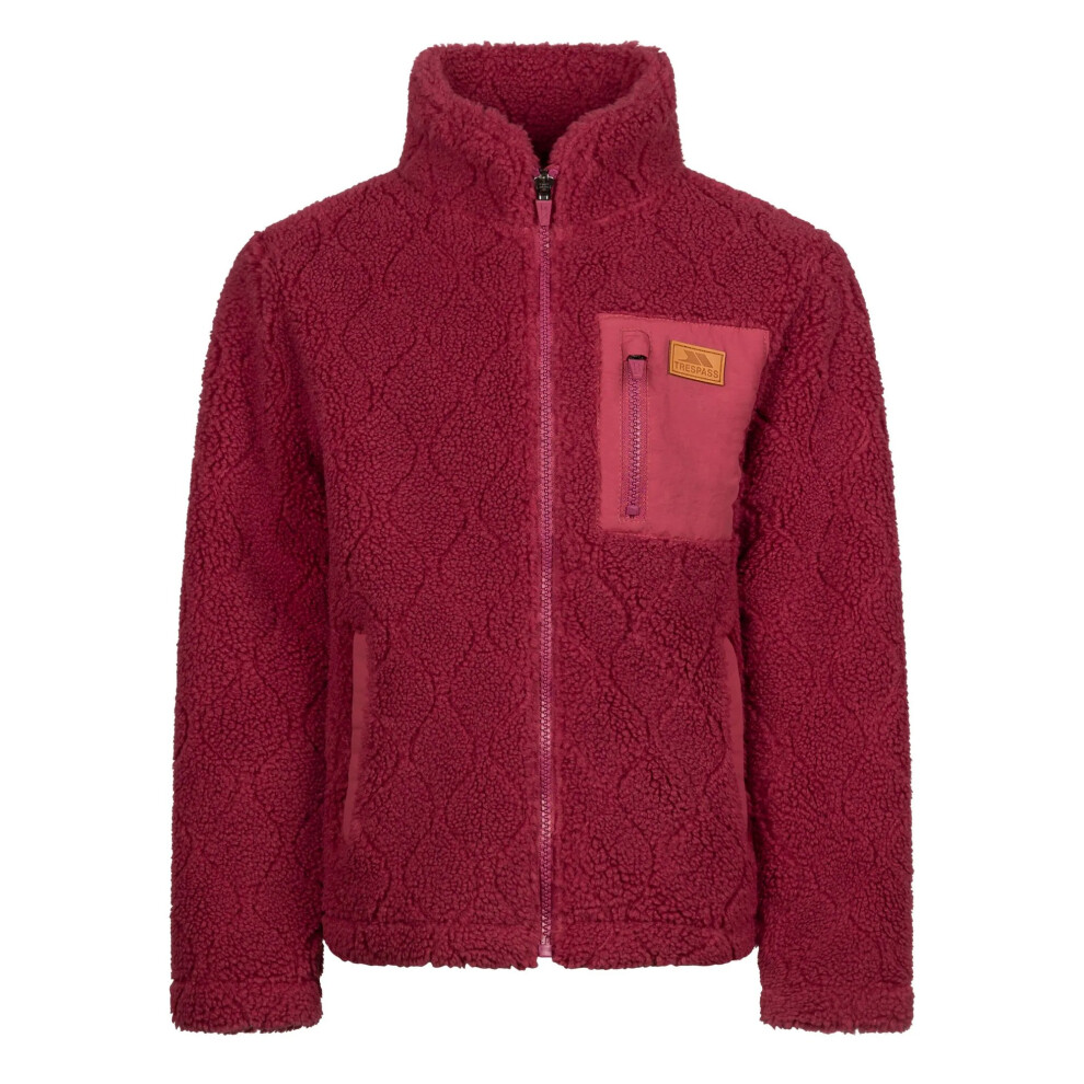 Trespass Unisex Dark Pink Southford Fleece Jacket In | Size: 7-8 Years - Image 2