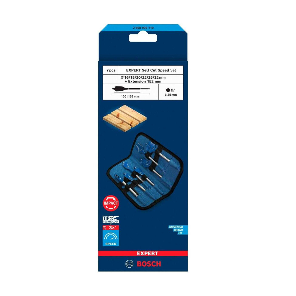 Bosch Expert Chipboard Spade Drill Bit Set (Pack Of 7) 5064138367577