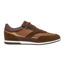 (9 UK, Cognac/Caramel) Geox Mens Renan Leather Trainers