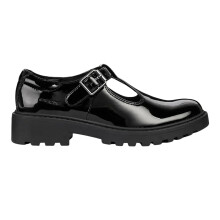 (8 UK Child, Black) Geox Girls Casey Leather School Shoes
