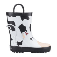 (11 UK Child, Black/White) Cotswold Childrens/Kids Puddle Cow 3D Wellington Boots
