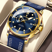 (Blue)Mens Quartz Watch With Alloy Case And Luminous Light Design For Casual Style