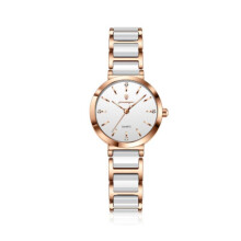 (White)Womens Watch Fashion Band Quartz Rhinestone Decoration For Gift And Daily Wear