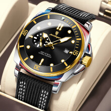 (EUGoldBlack)Mens Quartz Watch With Alloy Case And Luminous Light Design For Casual Style