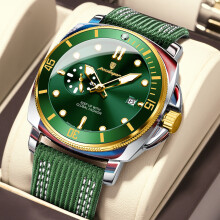 (Green)Mens Quartz Watch With Alloy Case And Luminous Light Design For Casual Style