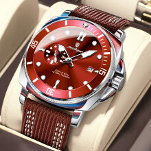 (Red)Mens Quartz Watch With Alloy Case And Luminous Light Design For Casual Style