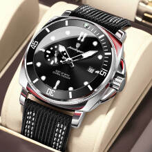 (EUSilverBlack)Mens Quartz Watch With Alloy Case And Luminous Light Design For Casual Style