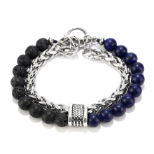 (Style B)Pulseira masculina de pedra natural com design geométrico para presente de viagem uso casual