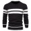 (Black,M)Herren Herbst Pullover mit Colorblocking und Streifendesign für Freizeit täglich 1