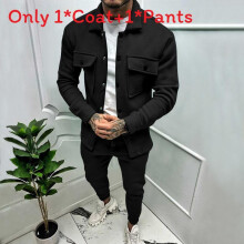 (Black,S)Mens Casual Long Sleeve Jacket And Pants 2piece Set With Polyester Fabric Autumn For