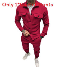 (Red,L)Mens Casual Long Sleeve Jacket And Pants 2piece Set With Polyester Fabric Autumn For