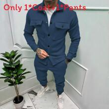 (Navy,XL)Mens Casual Long Sleeve Jacket And Pants 2piece Set With Polyester Fabric Autumn For