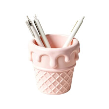 Melting Ice Cream Cone Pen Holder, Cute Desktop Organizer for Stationery and Makeup Brushes