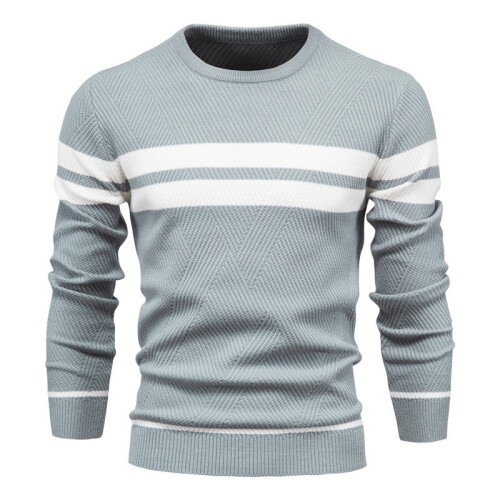 (Blue,L)Herren Herbst Pullover mit Colorblocking und Streifendesign für Freizeit täglich