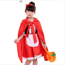 (130cm)Halloween Rotkäppchen Kinder Prinzessin Kleid Cosplay Weihnachten
