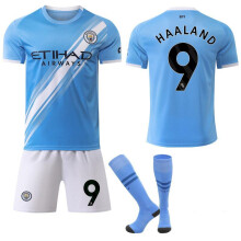 (Matches the image, 2XL) Man City 25/26 Home Jersey #9 Haaland | Sky Blue Sash Kit | Kevin De Bruyne Option