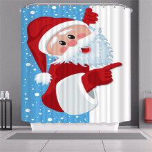 (Blue,180x180cm)Weihnachten Duschvorhang mit Haken Wasserdicht Stoff Badezimmer Weihnachtsmann Xmas Claus