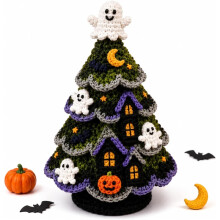 (light green) Halloween Tree DIY Crochet Kit,Craft Set to Make Sparkling Pendants with Rhinestones Hemp Ropes