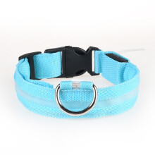 (Blue,L)Pet Products Dog Led Light Collar Convenient And Practical Monochrome Polyester