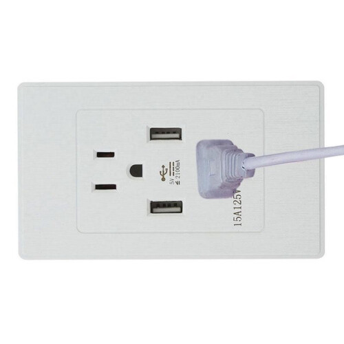 (Black(1pc))2 Packs 2 Outlet 2 Usb Port Wall Socket Charger Ac Power Receptacle Panel Plate 2