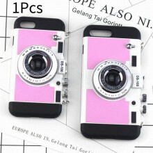 (Pink,For Iphone7 Plus)Retro 3D Kamera Handy Hülle Stoßfest Backcover 5 5s 6 6s Plus 7