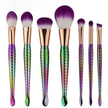 (7PCS Multicolor)Mermaid Make Up Brushes Set Foundation Eyebrow Eyeliner Blush Cosmetic Tool