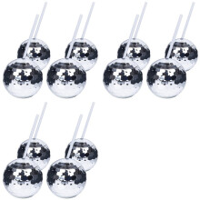 12PCS Disco Cups Unique Cocktail Glasses Bar Tools Party Glasses Flashlight Straw Wine Goblets Drink Cups Silver