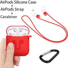(Red)Airpods Wireless Kopfhörer Schutzhülle Set Silikon Flip Style Einfarbig