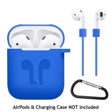 (Blue)Airpods Wireless Kopfhörer Schutzhülle Set Silikon Flip Style Einfarbig
