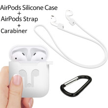 (White)Airpods Wireless Kopfhörer Schutzhülle Set Silikon Flip Style Einfarbig