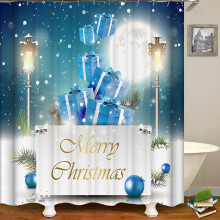(F)Weihnachten Geschenkboxen im Schnee Badezimmer Duschvorhang Wasserdicht Stoff Haken 12