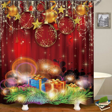 (A)Weihnachten Geschenkboxen im Schnee Badezimmer Duschvorhang Wasserdicht Stoff Haken 12