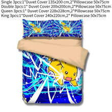 (Pikachu,King)Conjunto de capa de edredom infantil solteiro desenhos animados fofo confortável