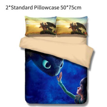 (Train Dragon,Pillow Case)Conjunto de capa de edredom infantil solteiro desenhos animados fofo confortável