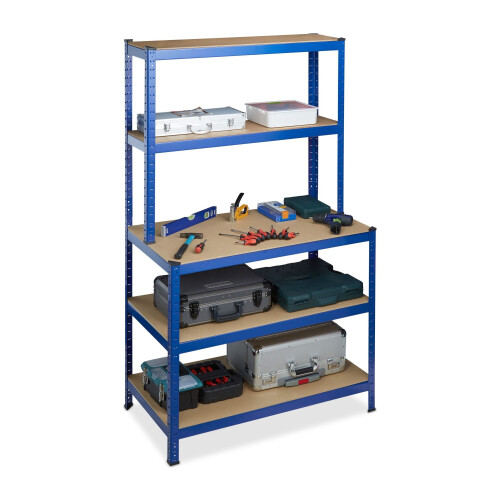 Lagerregal mit Werkbank blau 1