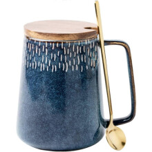 JUSCH 2026 Große Keramik-Kaffeetasse (620 ml), mikrowellengeeignet, mit Löffel