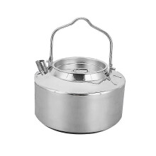 2026 1,2-Liter-Edelstahl-Campingkessel für Wandern, Trekking und Picknick, Outdoor-Teekanne silber