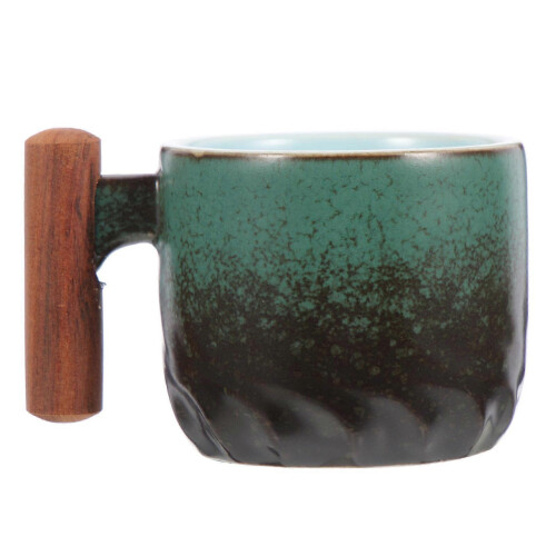 2026 Wooden Handle Water Cup Green for Household Use 2Pcs