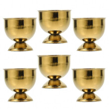 2026 6 soportes metálicos dorados para huevos, tazas estables para servir huevos, color dorado, 4,70 x 4,70 x 4,70 cm