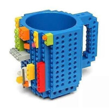 2026 Build-on Brick Coffee Mug, Funny DIY Novelty Cup with Building Blocks Creative Gift f(Blue)