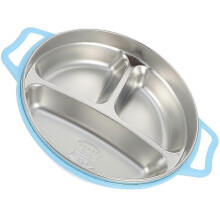 Assiette de service compartimentée en acier inoxydable 2026, bleue, pour la cuisine.